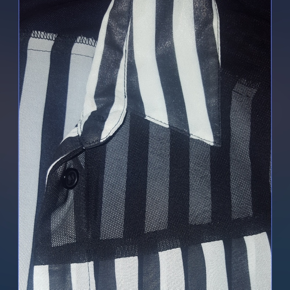 Nom de Plume Black and White Striped Button up